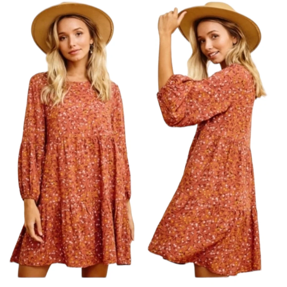 Boho Floral Print Tiered Dress✨️ - Picture 1 of 10
